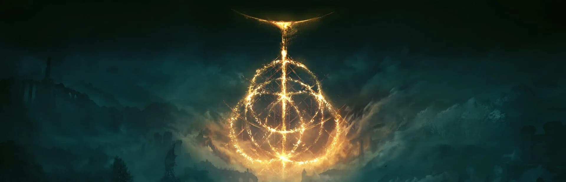 Elden Ring artwork showing the golden ring above the Lands Between