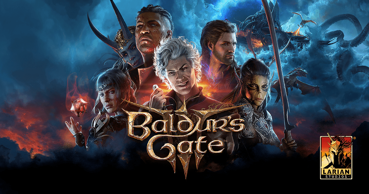 Baldur’s Gate 3 official artwork with its adventuring party