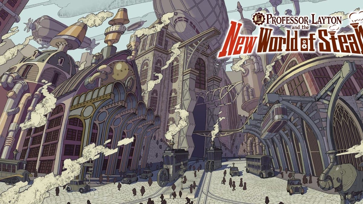 Official Professor Layton and the New World of Steam artwork with Layton and Luke
