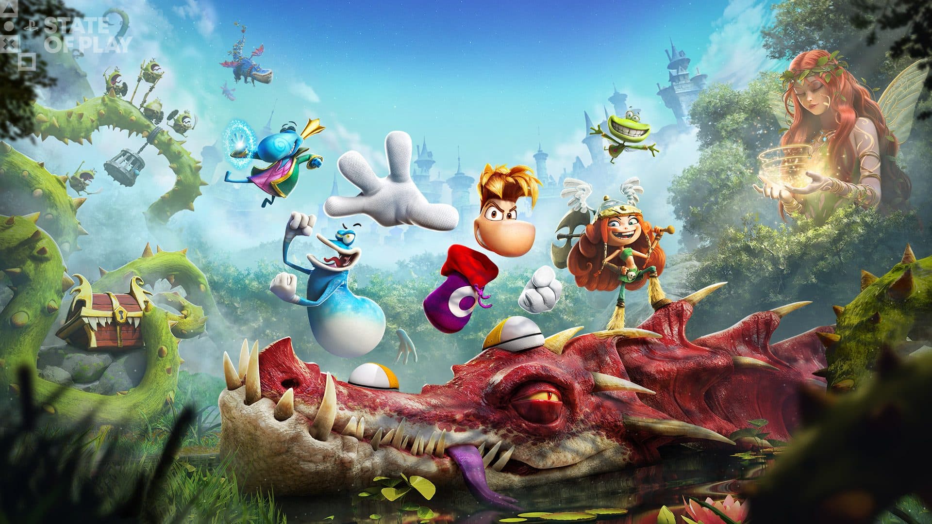Official Rayman Legends Retold artwork showing Rayman and friends in a colorful 3D world
