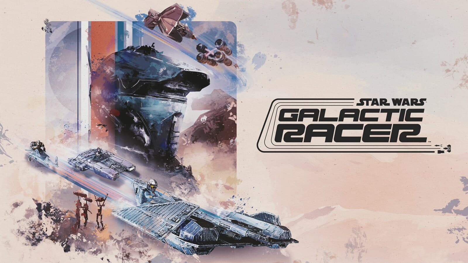 Official Star Wars Galactic Racer artwork showing repulsorcraft racing across the Outer Rim